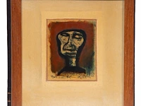 Willem van hecke (1893-1976), portrait of a man, 1952, mixed media 29 x 26 cm. (11.41 x 10.24 in.), frame: 36 x 32.5 cm. (14.16 x 12.80 in.) - afbeelding 2 van  4