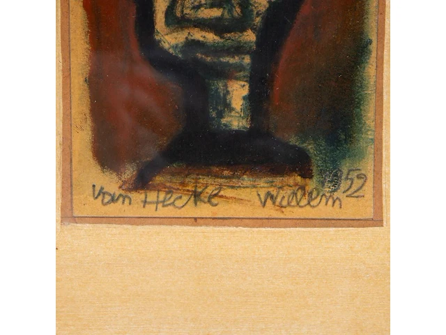 Willem van hecke (1893-1976), portrait of a man, 1952, mixed media 29 x 26 cm. (11.41 x 10.24 in.), frame: 36 x 32.5 cm. (14.16 x 12.80 in.) - afbeelding 4 van  4