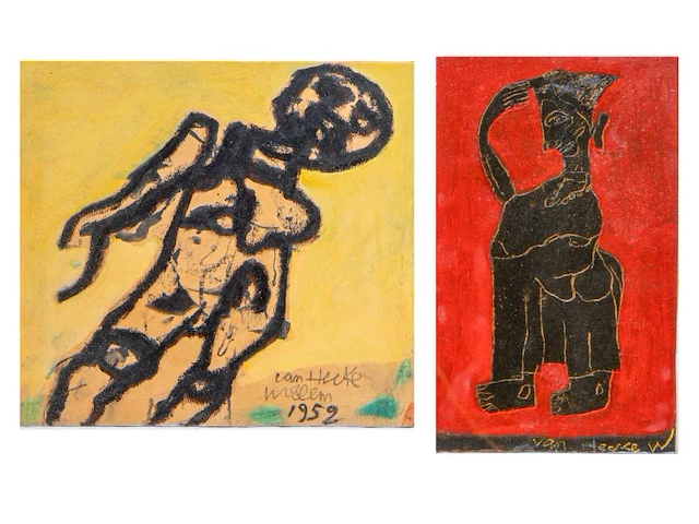 Willem van hecke (1893-1976), untitled, 1952, mixed media 40 x 58 cm. (15 3/4 x 22.82 in.), frame: 43.5 x 61.5 cm. (17.12 x 24.21 in.) - afbeelding 1 van  7