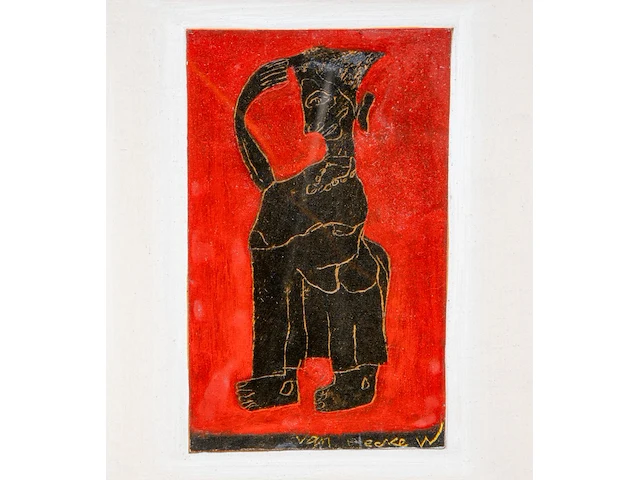 Willem van hecke (1893-1976), untitled, 1952, mixed media 40 x 58 cm. (15 3/4 x 22.82 in.), frame: 43.5 x 61.5 cm. (17.12 x 24.21 in.) - afbeelding 5 van  7