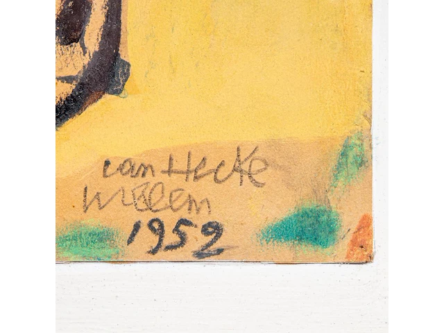 Willem van hecke (1893-1976), untitled, 1952, mixed media 40 x 58 cm. (15 3/4 x 22.82 in.), frame: 43.5 x 61.5 cm. (17.12 x 24.21 in.) - afbeelding 6 van  7