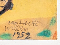 Willem van hecke (1893-1976), untitled, 1952, mixed media 40 x 58 cm. (15 3/4 x 22.82 in.), frame: 43.5 x 61.5 cm. (17.12 x 24.21 in.) - afbeelding 6 van  7