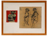 Willem van hecke (1893-1976), untitled, 1954, mixed media collage 38 x 50 cm. (14.96 x 19.67 in.), frame: 40 x 52 cm. (15 3/4 x 20.46 in.) - afbeelding 2 van  5