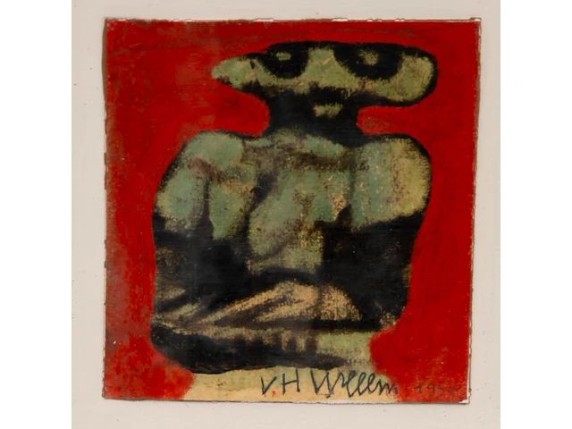 Willem van hecke (1893-1976), untitled, 1954, mixed media collage 38 x 50 cm. (14.96 x 19.67 in.), frame: 40 x 52 cm. (15 3/4 x 20.46 in.) - afbeelding 4 van  5