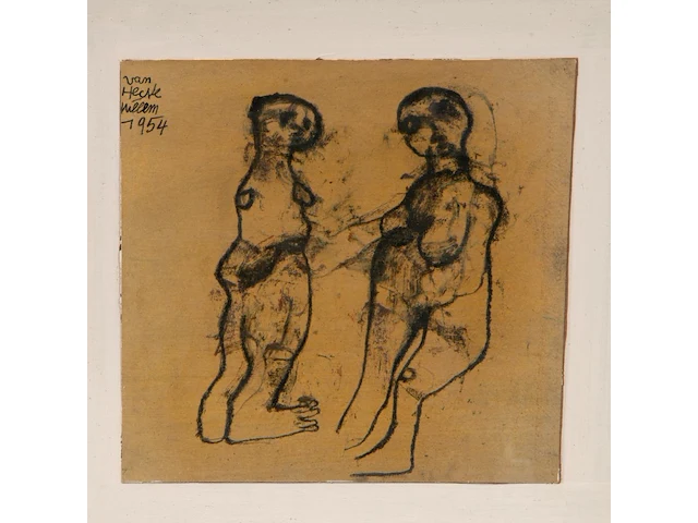 Willem van hecke (1893-1976), untitled, 1954, mixed media collage 38 x 50 cm. (14.96 x 19.67 in.), frame: 40 x 52 cm. (15 3/4 x 20.46 in.) - afbeelding 5 van  5