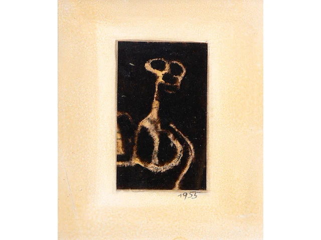 Willem van hecke (1893-1976), untitled, 1955, mixed media 30.5 x 26.5 cm. (12.00 x 10.42 in.), frame: 38 x 32.5 cm. (14.96 x 12.80 in.) - afbeelding 1 van  4