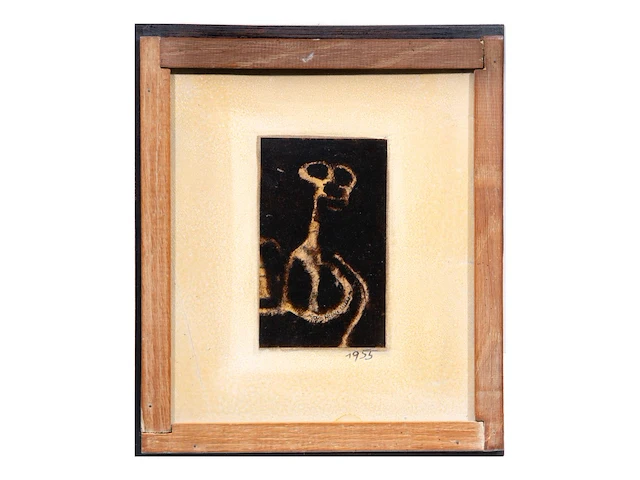Willem van hecke (1893-1976), untitled, 1955, mixed media 30.5 x 26.5 cm. (12.00 x 10.42 in.), frame: 38 x 32.5 cm. (14.96 x 12.80 in.) - afbeelding 2 van  4