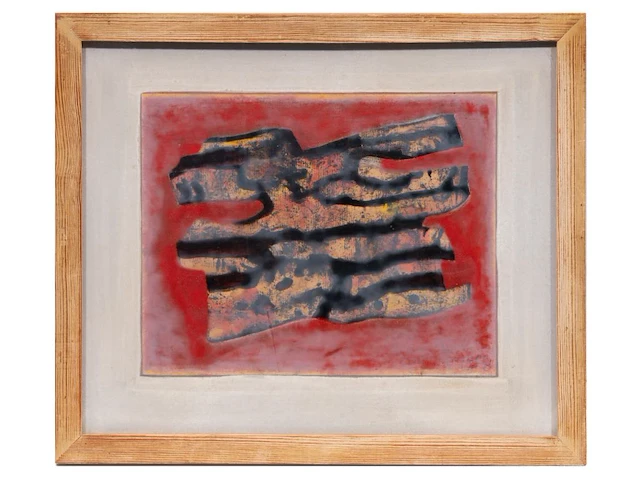 Willem van hecke (1893-1976), untitled, 1958, mixed media 37.5 x 44.5 cm. (14.75 x 17.51 in.), frame: 40.5 x 48 cm. (15.93 x 18.89 in.) - afbeelding 2 van  5