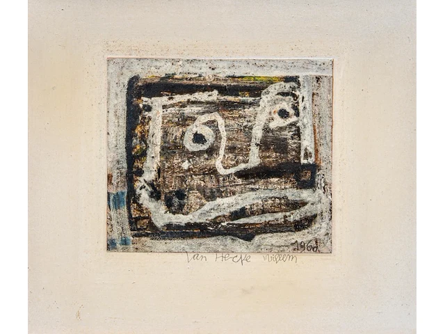Willem van hecke (1893-1976), untitled, 1960, mixed media 34 x 39.5 cm. (13.39 x 15.55 in.), frame: 40 x 45 cm. (15 3/4 x 17.71 in.) - afbeelding 1 van  5