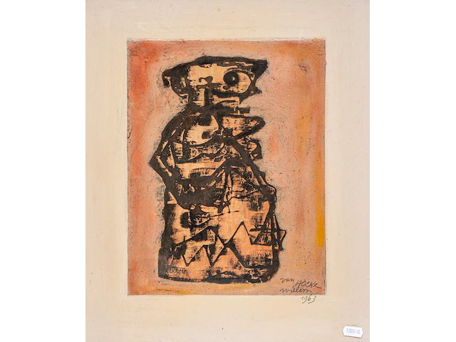 Willem van hecke (1893-1976), untitled, 1963, mixed media 47 x 41 cm. (18 1/2 x 16.14 in.), frame: 50.5 x 44 cm. (19.87 x 17.32 in.) - afbeelding 1 van  4