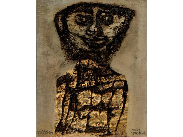 Willem van hecke (1893-1976), untitled, 1964, mixed media 36.5 x 30 cm. (14.36 x 11.81 in.), frame: 31 x 38.5 cm. (12.19 x 15.16 in.) - afbeelding 1 van  6