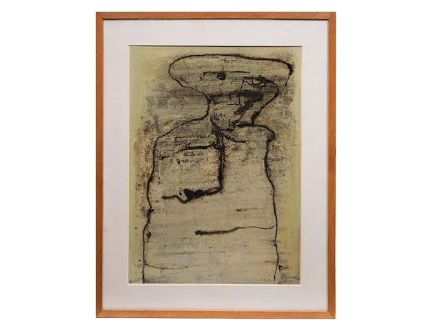 Willem van hecke (1893-1976), untitled, 1964, mixed media 64 x 46 cm. (25.19 x 18.10 in.), frame: 82 x 65 cm. (32.28 x 25.58 in.) - afbeelding 2 van  5