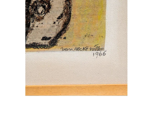 Willem van hecke (1893-1976), untitled, 1966, mixed media 45 x 40 cm. (17.71 x 15 3/4 in.), frame: 49 x 43.5 cm. (19.28 x 17.12 in.) - afbeelding 4 van  4