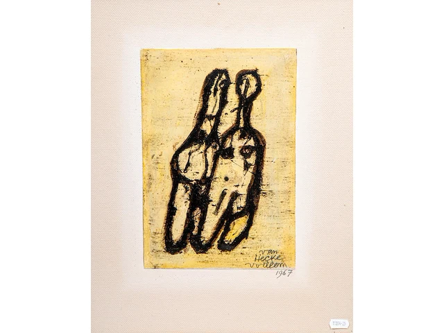 Willem van hecke (1893-1976), untitled, 1967, mixed media 47 x 38.5 cm. (18 1/2 x 15.16 in.), frame: 50.5 x 42 cm. (19.87 x 16.53 in.) - afbeelding 1 van  4
