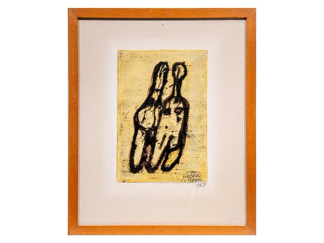 Willem van hecke (1893-1976), untitled, 1967, mixed media 47 x 38.5 cm. (18 1/2 x 15.16 in.), frame: 50.5 x 42 cm. (19.87 x 16.53 in.) - afbeelding 2 van  4
