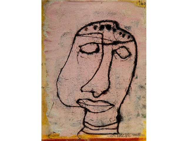 Willem van hecke (1893-1976), untitled, 1969, mixed media, recto verso 50 x 40 cm. (19.67 x 15 3/4 in.), frame: 53 x 43 cm. (20.87 x 16.92 in.) - afbeelding 1 van  3