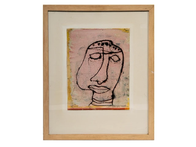 Willem van hecke (1893-1976), untitled, 1969, mixed media, recto verso 50 x 40 cm. (19.67 x 15 3/4 in.), frame: 53 x 43 cm. (20.87 x 16.92 in.) - afbeelding 2 van  3