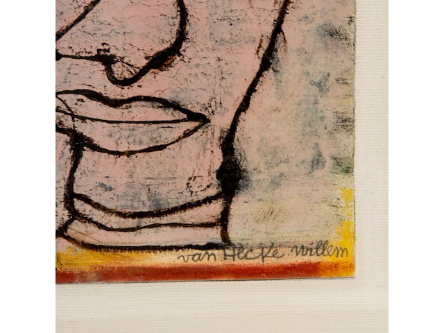 Willem van hecke (1893-1976), untitled, 1969, mixed media, recto verso 50 x 40 cm. (19.67 x 15 3/4 in.), frame: 53 x 43 cm. (20.87 x 16.92 in.) - afbeelding 3 van  3