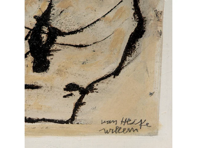 Willem van hecke (1893-1976), untitled, 1973, mixed media 40 x 50 cm. (15 3/4 x 19.67 in.), frame: 43 x 53 cm. (16.92 x 20.87 in.) - afbeelding 4 van  5