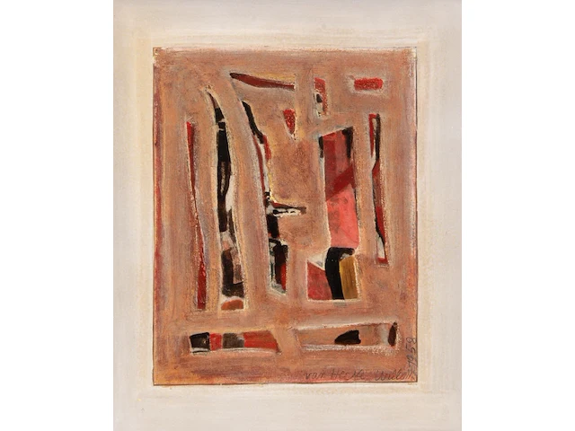 Willem van hecke (1893-1976), untitled abstract composition, 1958, mixed media 45 x 37 cm. (17.71 x 14.57 in.), frame: 48 x 40.5 cm. (18.89 x 15.93 in.) - afbeelding 1 van  4