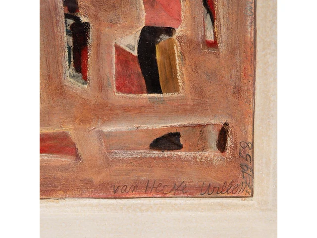 Willem van hecke (1893-1976), untitled abstract composition, 1958, mixed media 45 x 37 cm. (17.71 x 14.57 in.), frame: 48 x 40.5 cm. (18.89 x 15.93 in.) - afbeelding 4 van  4