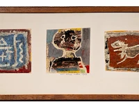 Willem van hecke (1893-1976), untitled triptych, 1962, mixed media 40 x 85 cm. (15 3/4 x 33.46 in.) - afbeelding 2 van  6