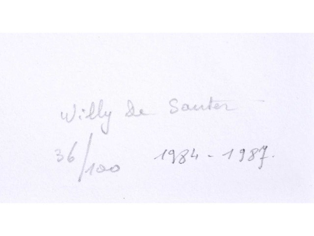 Willy de sauter - zeefdruk in goud, met bladgoud 22 karaat bijgewerkt - 1987 - afbeelding 9 van  10