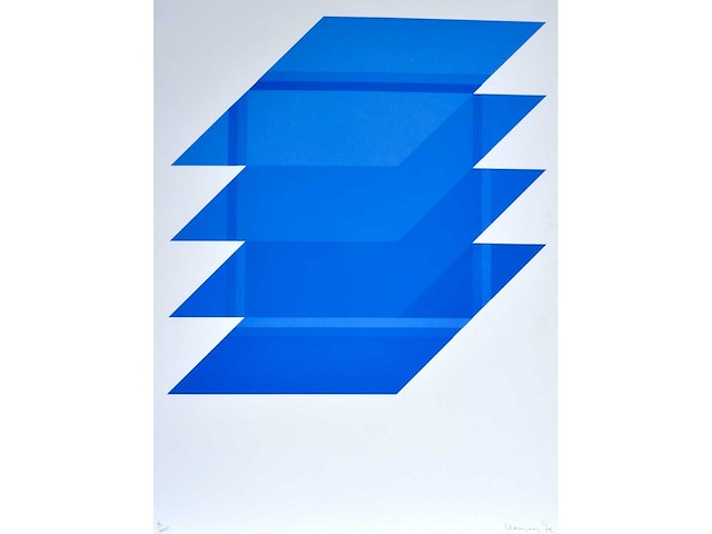 Willy plompen - geometrische compositie - kleurenzeefdruk - 1972 - afbeelding 1 van  5
