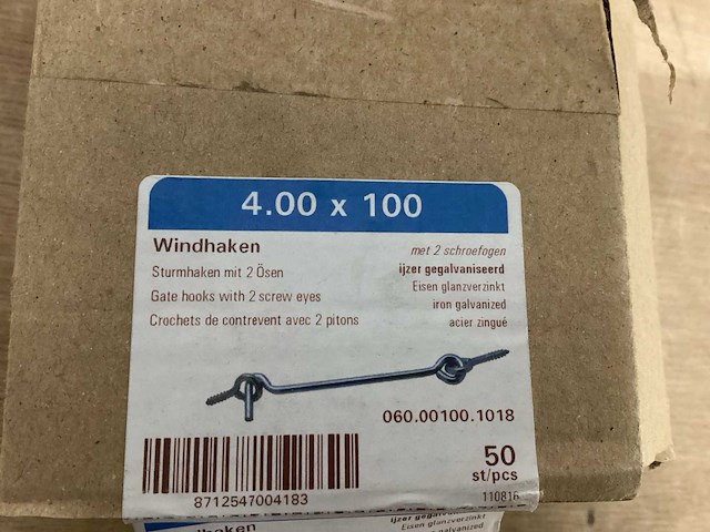 Windhaak met 2 schroefogen (50x) - afbeelding 3 van  3