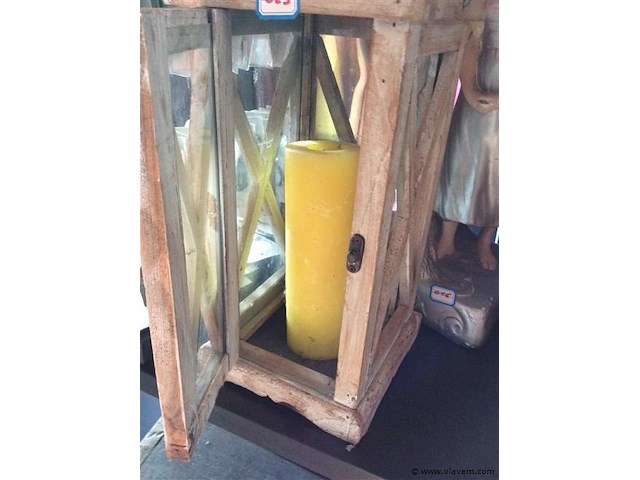 Windlicht hout - afbeelding 2 van  2