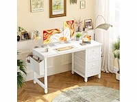 Wit bureau 100 cm met 4 stoffen lades