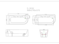 Wit geglazuurd whirlpoolbad - 1 zitplaats - 263l - linkerhoek (x2) - afbeelding 12 van  14