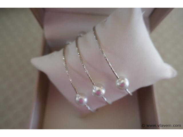 Wit gouden armband met natuurparels - afbeelding 2 van  4