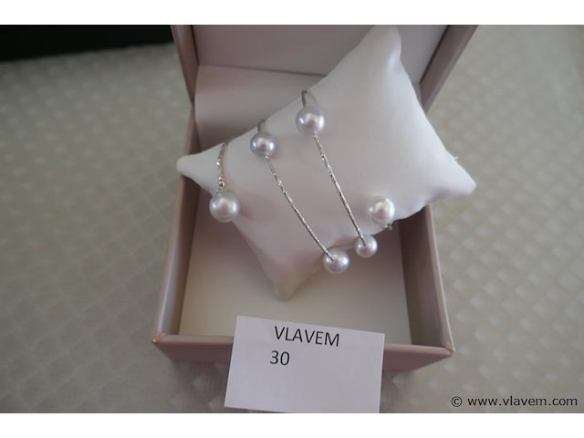 Wit gouden armband met natuurparels - afbeelding 3 van  4