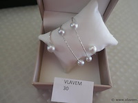 Wit gouden armband met natuurparels - afbeelding 3 van  4