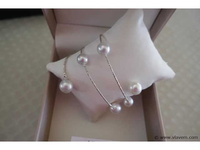 Wit gouden armband met natuurparels - afbeelding 4 van  4