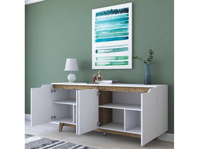 Wit houten dressoir met 4 deuren - afbeelding 8 van  9