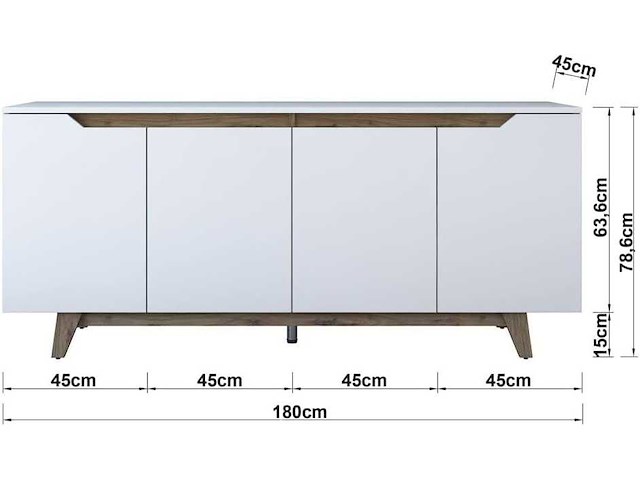 Wit houten dressoir met 4 deuren - afbeelding 6 van  10