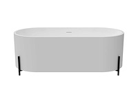 Wit ovaal vrijstaand badkuip met zwarte poten - afbeelding 2 van  7