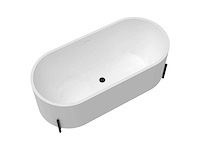 Wit ovaal vrijstaand badkuip met zwarte poten - afbeelding 3 van  7