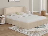 Wit stoffen borstbed met bedbasis en hoofdeinde 160x200cm - afbeelding 1 van  11