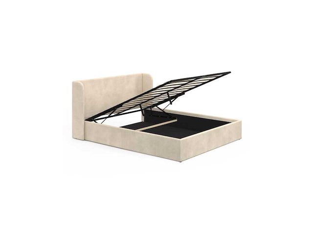 Wit stoffen borstbed met bedbasis en hoofdeinde 160x200cm - afbeelding 4 van  11