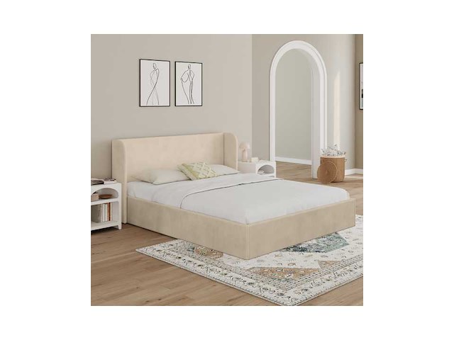 Wit stoffen borstbed met bedbasis en hoofdeinde 160x200cm - afbeelding 5 van  11