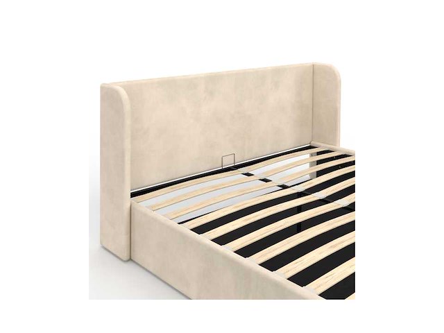 Wit stoffen borstbed met bedbasis en hoofdeinde 160x200cm - afbeelding 9 van  11