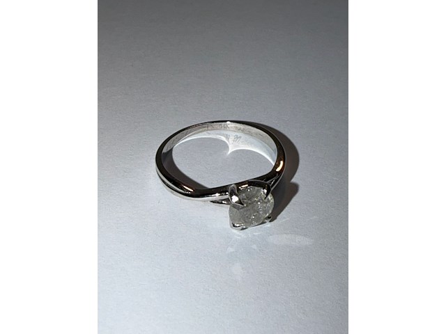 Witgouden solitair ring 14kt vv diamant - afbeelding 1 van  9