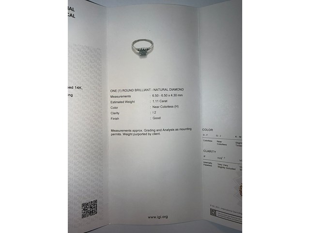 Witgouden solitair ring 14kt vv diamant - afbeelding 9 van  9