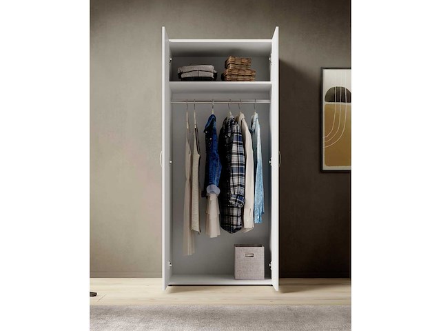 Witte 2-deurs garderobe - afbeelding 11 van  12