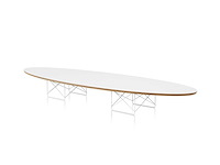 Witte ellipstafel - tweedehands - metalen voetstuk - beschadigde hoeken 2/3 cm - afbeelding 3 van  3