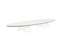 Witte ellipstafel - tweedehands - metalen voetstuk - beschadigde hoeken 2/3 cm - afbeelding 1 van  3