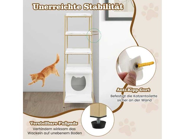 Witte grote kattenbak met mat - afbeelding 4 van  6